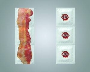 Pacote de camisinhas de bacon